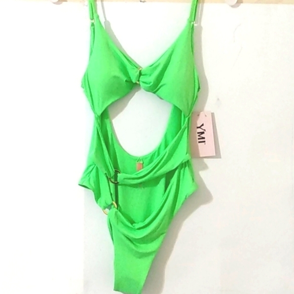 YMI LIME GREEN CUT-OUT MONOKINI SIZE MEDIUM NWT - Picture 1 of 6
